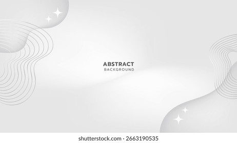 Eleganter weißer abstrakter Hintergrund mit glatten Farbverläufen und weichen gekrümmten Linien. Minimales modernes Design, perfekt für Präsentationen, Websites und Banner.