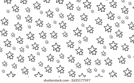 Elegant White Background with Black Star Outline Pattern for Celebrations, Festive Decorations, and Modern Design Projects, Perfect for Graphic Design