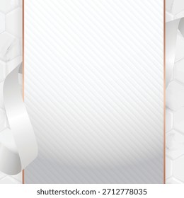 Elegante fondo blanco con rayas diagonales. El fondo blanco presenta una sutil textura hexagonal, añadiendo profundidad y sofisticación. Navidades Vector de fondo.
