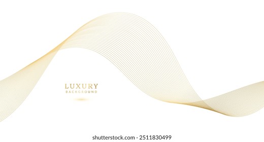 Elegante fondo blanco con ondas de degradado de oro. Abstractas diseño de lujo