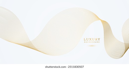 Elegant White Background with Gold Gradient Waves. Abstract Luxury Design