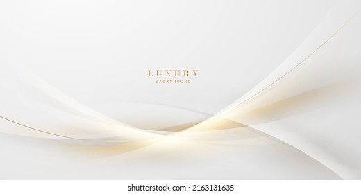 Elegant white background with elegant golden elements. Modern 3D Abstract Vector Illustration Design