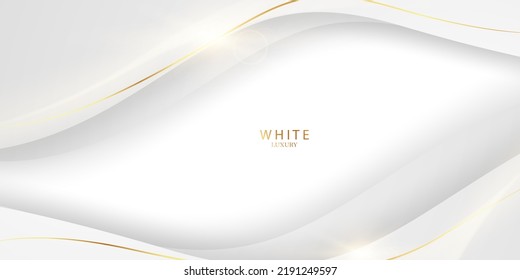 Elegant white background with elegant golden elements. Modern 3D Abstract Vector Illustration Design