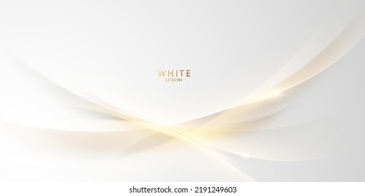 Elegante fondo blanco con elegantes elementos dorados. Diseño moderno de iluminación de vectores abstractos 3D