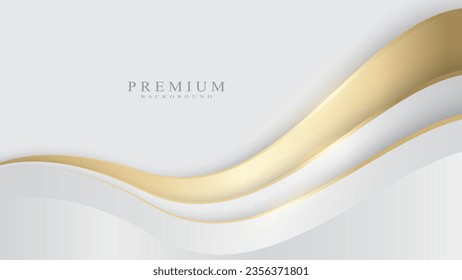 Elegant white background with golden elements, realistic lines, luxury, paper cut style, 3d, modern concept. Vector illustration for design.