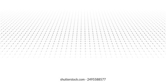 Elegant White background with gray perspective grid lines creating a square pattern. Template for technology, user interface, industry, science, blueprint or infographic. Vector illustration