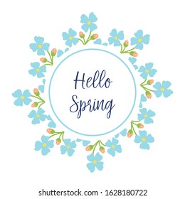 Elegant white background, with ornate leaf and flower frame, for hello spring greeting card design. Vector