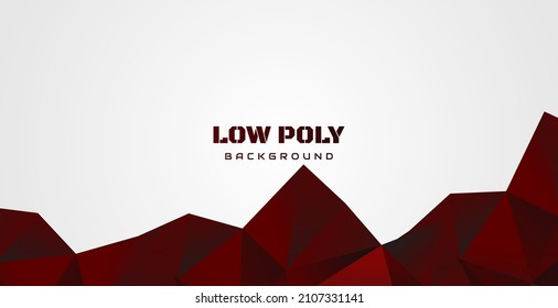 Elegant white background with red diamond low poly shape and shadow. Abstract blue banner
