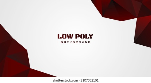 Elegant white background with red diamond low poly shape and shadow. Abstract blue banner