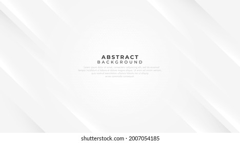 Elegant white background with shiny lines. Simple modern texture creative design. Diagonal shine geometric lines element with halftone dots vector. Subtle elegant concept. Vector illustration