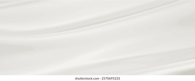 Elegant white background with a silky texture. The background features smooth, flowing lines. White color enhances the soft background feel. Smooth elegant silk fabric texture background vector