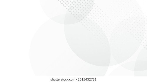 Elegant white background with subtle gray circles and halftone patterns, ideal for modern designs and presentations with a sophisticated and clean aesthetic for various purposes