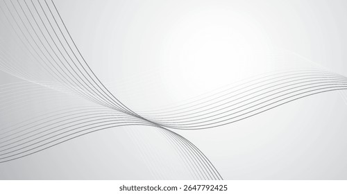 Fundo branco elegante com sutis ondas cinzentas cria um visual calmante e sofisticado, ideal para transmitir simplicidade e modernidade com suas linhas suaves e design estético limpo.