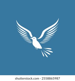 Elegant White Bird with Outstretched Wings Logo