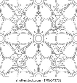 Elegant white and black vector template. Outline metallic elements for frame, ribbon, banner, mandalas. Vector silhouette seamless texture. Realistic abstract seamless pattern.