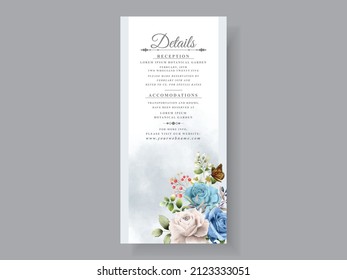 Elegant white and blue rose wedding card