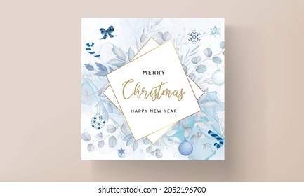 elegant white christmas card design with leaves and christmas ornament