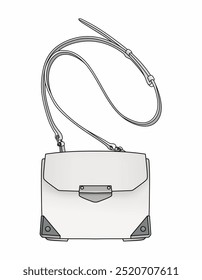 Saco Crossbody Branco Elegante, Saco De Estilingue Feminino, Acessórios Femininos, Sacos Design Isolado No Fundo Branco, Vetor De Moda Realista