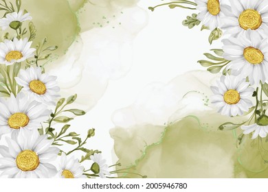 Elegant White Daisy Flower With Alcoholic Ink Background