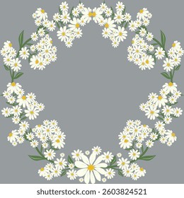 Elegant White Daisy Wreath | Floral Circular Frame | Botanical Wall Art Design