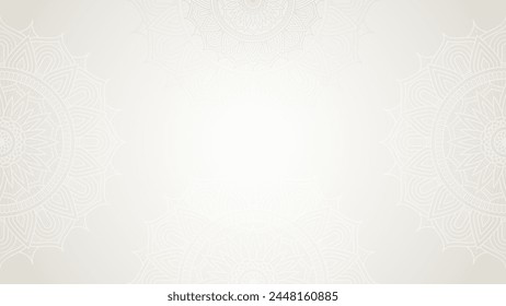 Elegant White Decorated With Detailed Geometric Mandala Border Art Blank Horizontal Vector Background