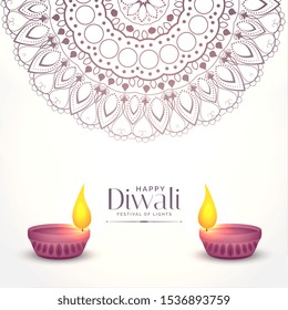 Elegant White Diwali Background With Two Diya Design