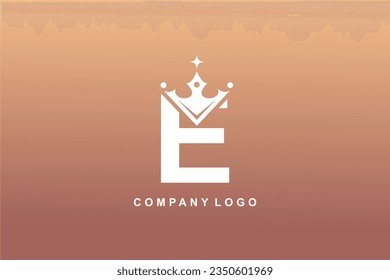 Elegant white E letter logo with crown. Modern royal style. monogram design element. beautiful calligraphy. Emblem for book, company, business, brand, business card, Restaurant, Boutique, Hotel, etc.