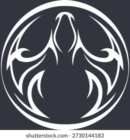 Elegant White Eagle Emblem in Circular Frame - Tribal Style Ilustração vetorial