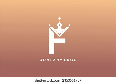 Elegant white F letter logo with crown. Modern royal style. monogram design element. beautiful calligraphy. Emblem for book, company, business, brand, business card, Restaurant, Boutique, Hotel, etc.