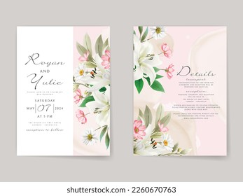 Elegant white floral wedding invitation card