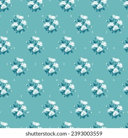 Elegant White Flower Charm Spring Garden Vector Pattern can be use for background and apparel design