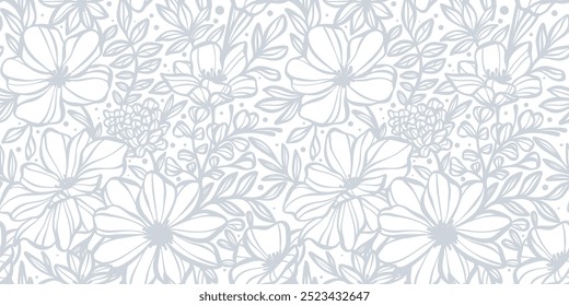 Elegant white flower pattern background, floral print banner design, beutiful spring background design