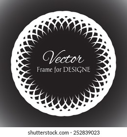 Elegant white frame on a black background for web design. Vector illustration