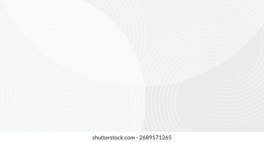 Elegant white geometric abstract background overlap layer on bright space with lines effect decoration. Modern graphic design element circles style concept for banner.