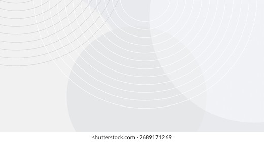 Elegant white geometric abstract background overlap layer on bright space with lines effect decoration. Modern graphic design element circles style concept for banner.