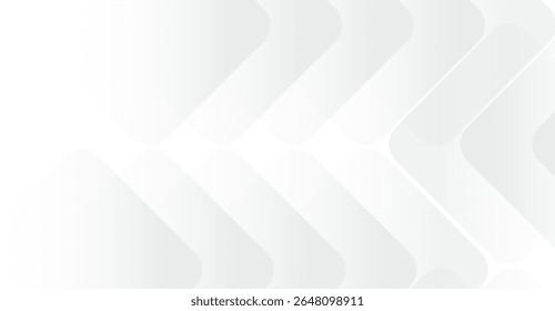 Elegant White Geometric Shapes in Subtle Gradient Background, Smooth Arrow Pattern Design for Modern Presentation, Minimalist Style Stock Photo, Clean and Professional