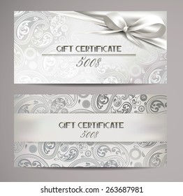 Elegant white gift certificates with floral design