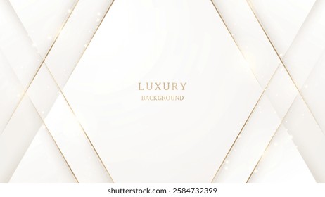 Elegant white and gold abstract background sparkling gold lines for luxury invitations or presentation.