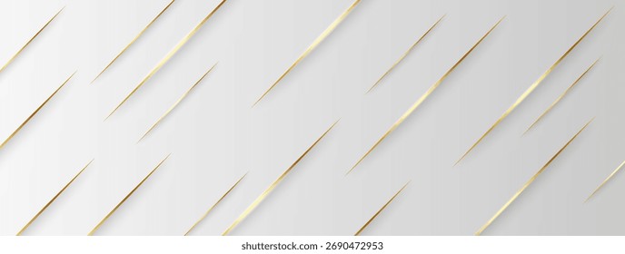 Elegant white and gold abstract background with fine diagonal lines, giving a luxurious and professional style