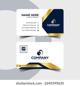 Elegant White and Gold Business Card with Right QR Placement