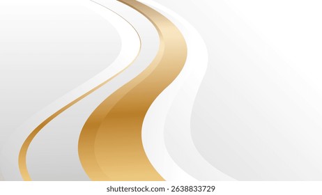 Elegant white and gold luxury wave background. Abstract modern wallpaper. Suitable for templates, banners, cards, covers, sales, events, awards, websites, web pages, and more