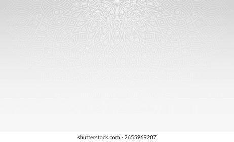 Elegant White Horizontal Background with a Subtle Mandala Design  