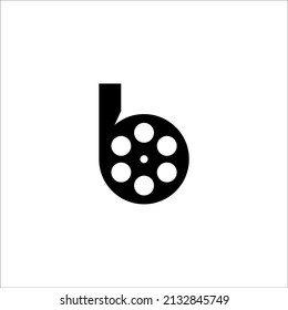 Elegante logotipo de letra blanca B para ilustración vectorial de tiras de película y fondo blanco