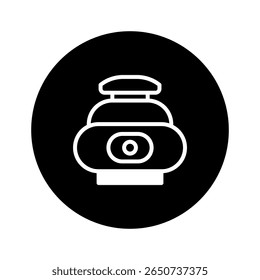 Elegant white line art illustration of a cream jar on a black background offers sophisticated minimalist design