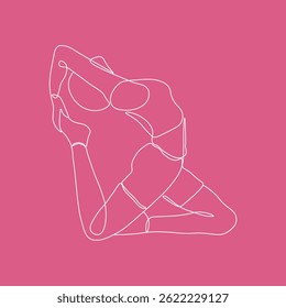 Elegante White Line Art of Yoga Asana