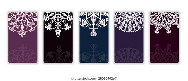 Elegant White Mandala Corner Border Background Collection Vector