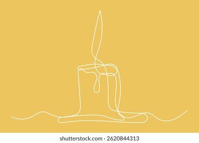 Elegant White Outline of a Lit Candle on Yellow	
