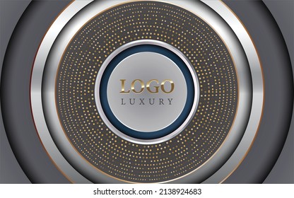 Elegant white overlap brown shade background with line golden elements. Realistic luxury paper cut style 3d modern concept. vector illustration for design.