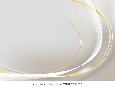 Elegant white overlap brown shade background with line golden elements. Realistic luxury paper cut style 3d modern concept. vector illustration for design.