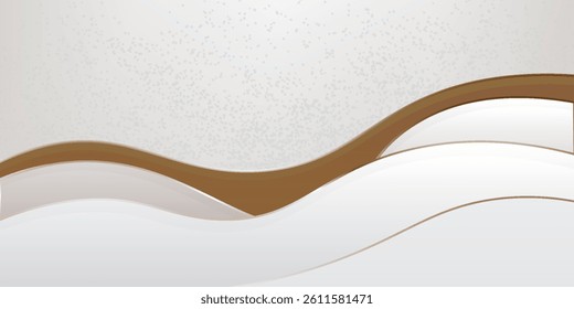 Elegant white overlap brown shade background with line golden elements. Realistic luxury paper cut style 3d modern concept. vector illustration for design.
